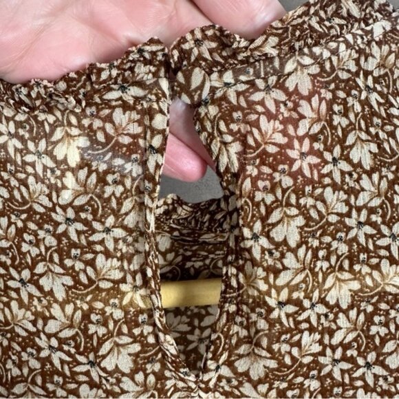 Sezane Mirta Blouse Womens Size 34 French US 2 Top Mock Neck Ruffle Sheer Boho - Picture 7 of 14